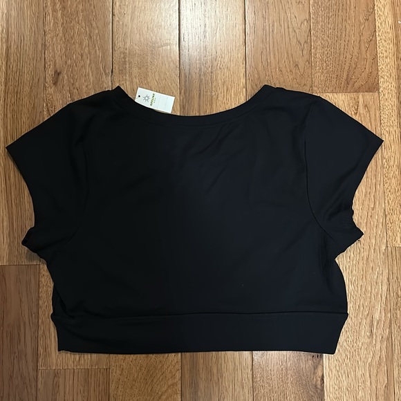 Aerie black crop top with snaps large NWT - Picture 4 of 5